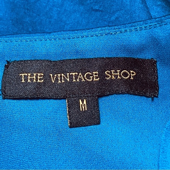 The Vintage Shop Blue Silky Tie Front Bell Sleeve Romper Medium - Picture 4 of 7